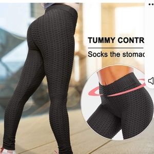 Booty yoga black workout pants butt lift ruched leggings size small